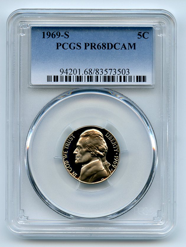 Lot Detail - 1969 S 5C Jefferson Nickel PCGS PR68DCAM