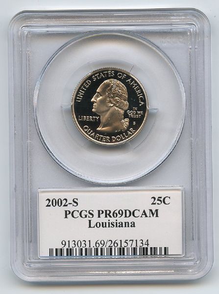 2002 S 25C Clad Louisiana Quarter PCGS PR69DCAM