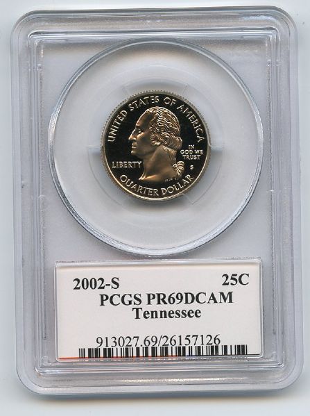 2002 S 25C Clad Tennessee Quarter PCGS PR69DCAM