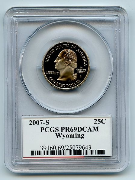 2007 S 25C Clad Wyoming Quarter PCGS PR69DCAM