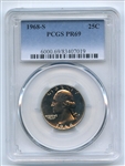 1968 S 25C Washington Quarter PCGS PR69