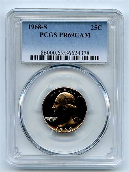 1968 S 25C Washington Quarter PCGS PR69CAM