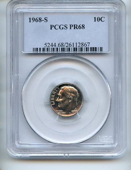 1968 S 10C Roosevelt Dime PCGS PR68