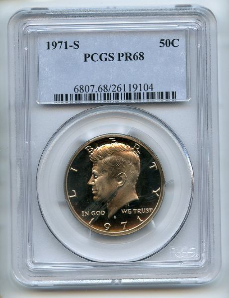 1971 S 50C Kennedy Half Dollar PCGS PR68