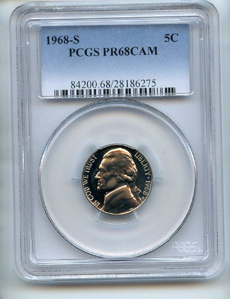 1968 S 5C Jefferson Nickel PCGS PR68CAM