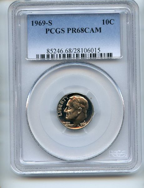 1969 S 10C Roosevelt Dime PCGS PR68CAM