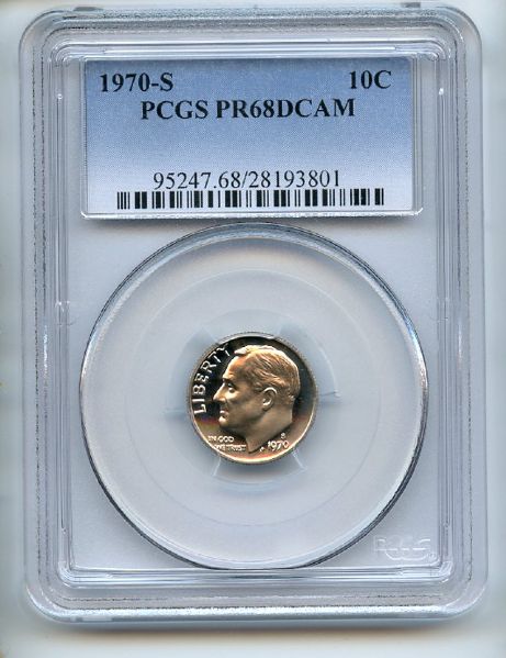 1970 S 10C Roosevelt Dime PCGS PR68DCAM