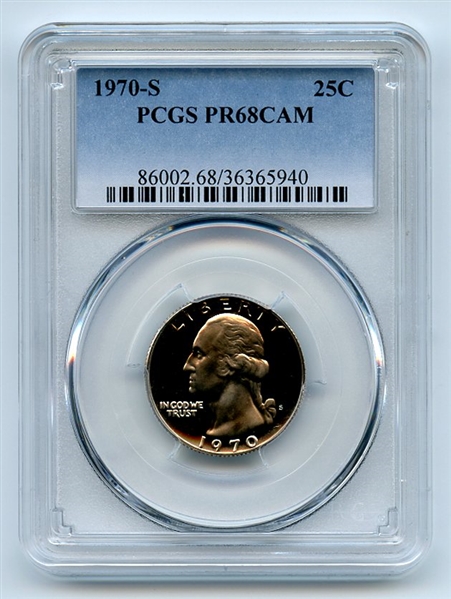 1970 S 25C Washington Quarter PCGS PR68CAM