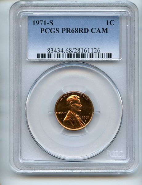 1971 S 1C Lincoln Cent PCGS PR68CAM