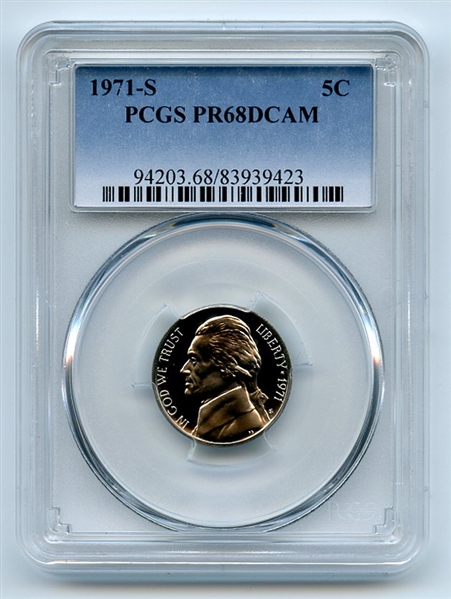 1971 S 5C Jefferson Nickel PCGS PR68DCAM