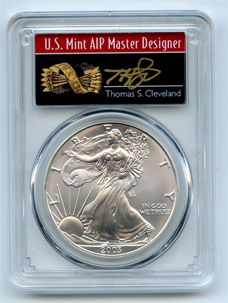 2003 $1 American Silver Eagle 1oz Dollar PCGS MS70 First Strike Cleveland Arrows