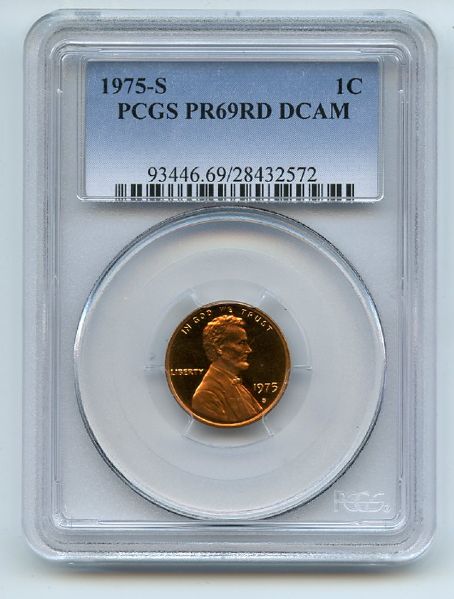 1975 S 1C Lincoln Cent Proof PCGS PR69DCAM