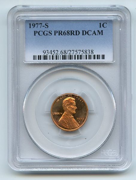 1977 S 1C Lincoln Cent Proof PCGS PR68DCAM