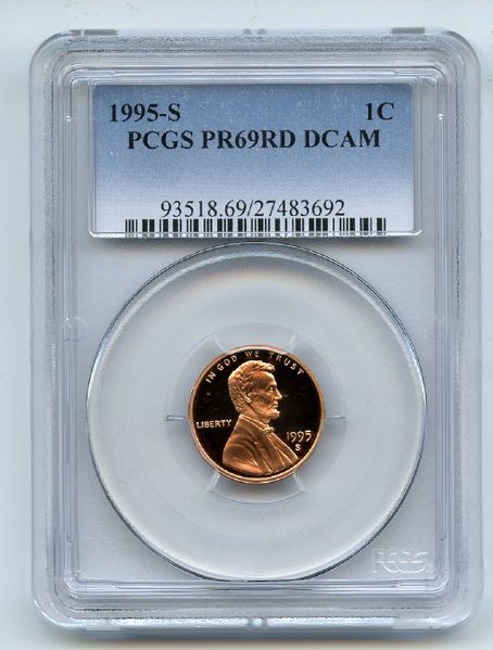 1995 S 1C Lincoln Cent Proof PCGS PR69DCAM