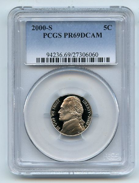 2000 S 5C Jefferson Nickel PCGS PR69DCAM