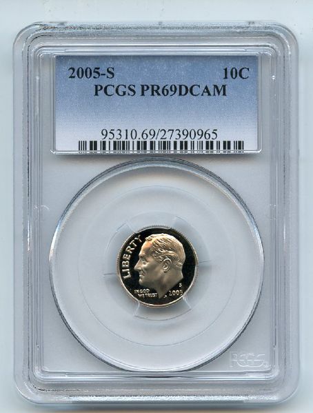 2005 S 10C Roosevelt Dime PCGS PR69DCAM