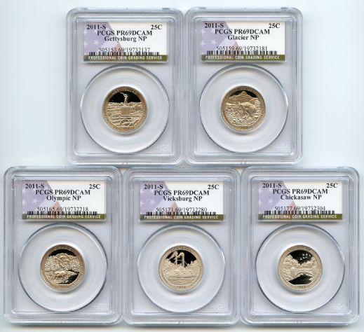 2011 S Clad National Parks Quarter Set PCGS PR69DCAM