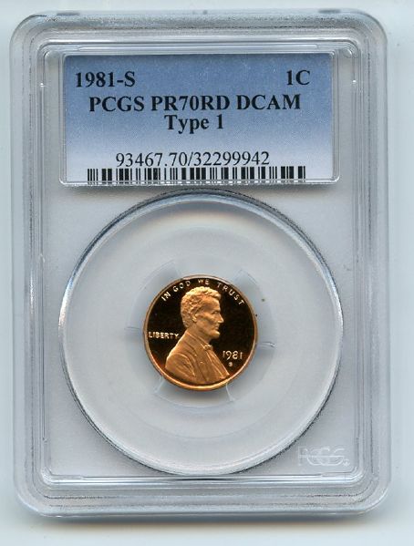 1981 S 1C Lincoln Cent Proof PCGS PR70DCAM