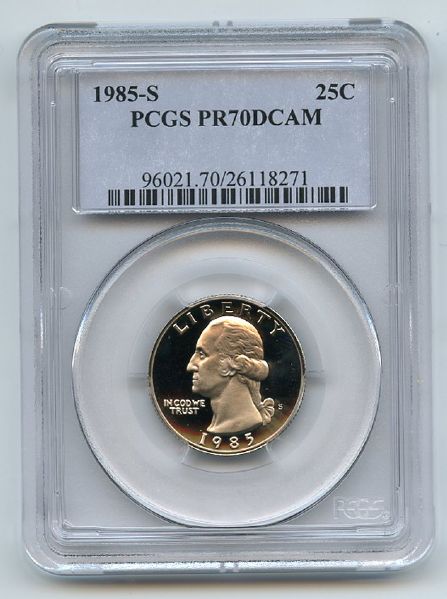 1985 S 25C Washington Quarter Proof PCGS PR70DCAM