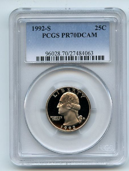 1992 S 25C Washington Quarter Proof PCGS PR70DCAM