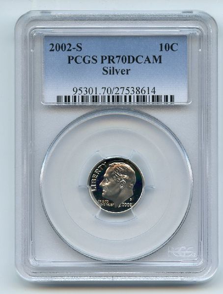 2002 S 10C Silver Roosevelt Dime PCGS PR70DCAM