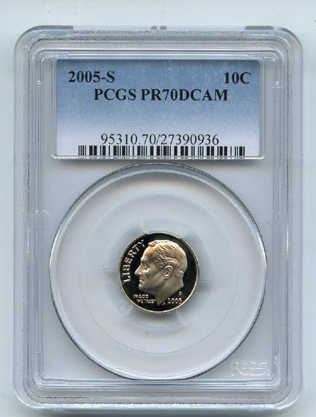 2005 S 10C Roosevelt Dime PCGS PR70DCAM