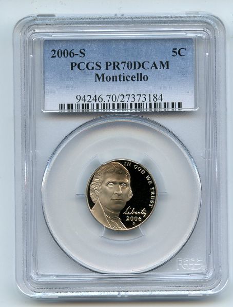 2006 S 5C Jefferson Nickel PCGS PR70DCAM