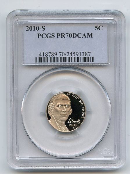 2010 S 5C Jefferson Nickel PCGS PR70DCAM