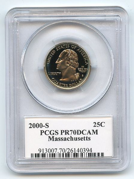 2000 S 25C Clad Massachusetts Quarter PCGS PR70DCAM