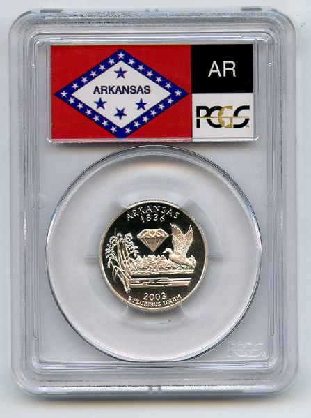 2003 S 25C Silver Arkansas Quarter PCGS PR70DCAM