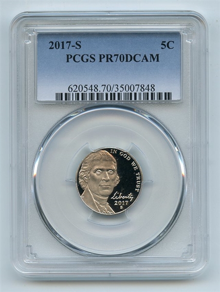 2017 S 5C Jefferson Nickel PCGS PR70DCAM