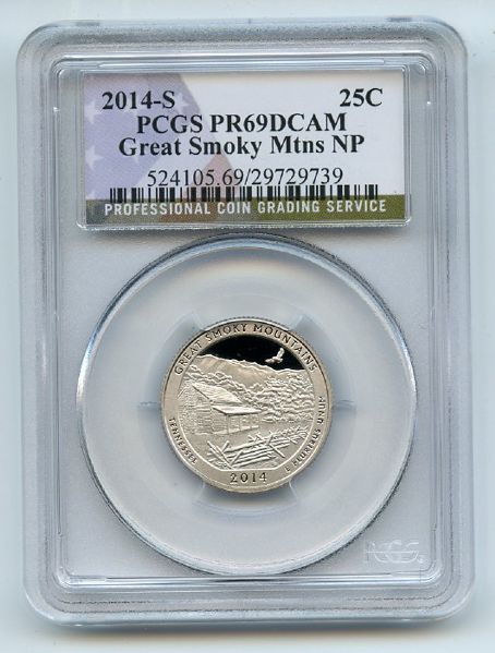 2014 S 25C Clad Great Smoky Mountains Quarter PCGS PR69DCAM