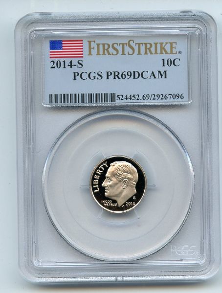 2014 S 10C Clad Roosevelt Dime PCGS PR69DCAM First Strike