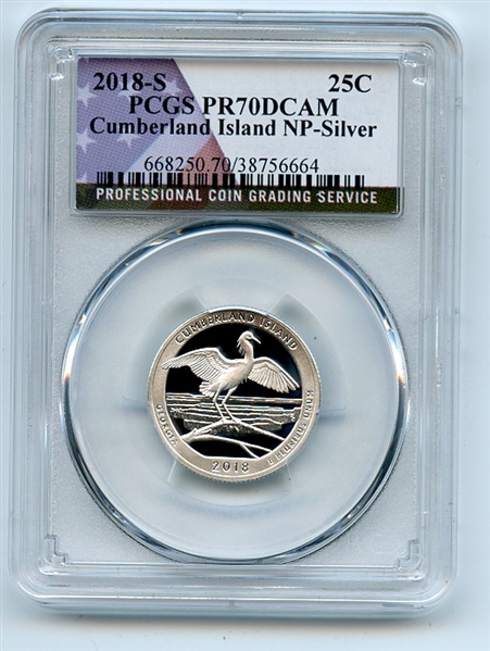 2018 S 25C Silver Cumberland Island Quarter PCGS PR70DCAM