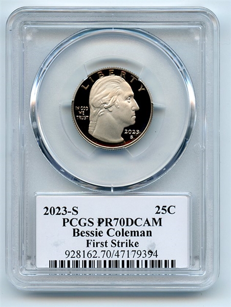 2023 S 25C Clad Bessie Coleman Quarter PCGS PR70DCAM FS Cleveland Eagle