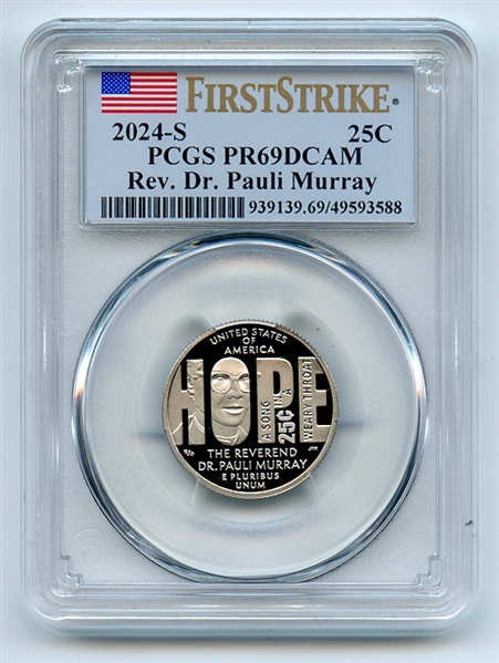 2024 S 25C Clad Rev. Dr. Pauli Murry Quarter PCGS PR69DCAM First Strike