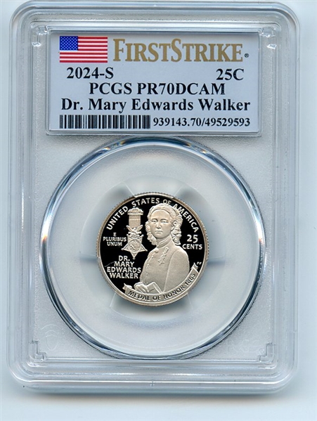 2024 S 25C Clad Dr. Mary Edwards Walker Quarter PCGS PR70DCAM First Strike