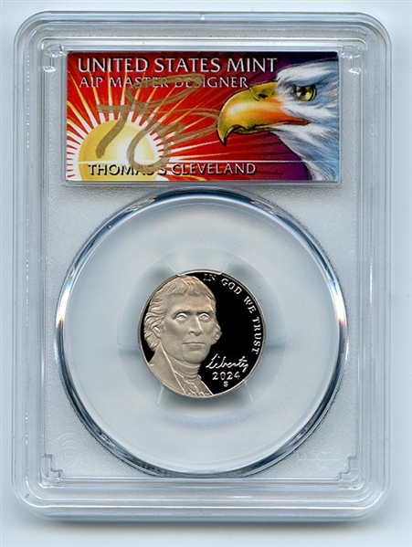 2024 S 5C Jefferson Nickel PCGS PR70DCAM FDOI Thomas Cleveland Eagle