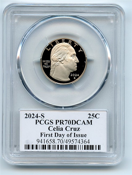 2024 S 25C Clad Celia Cruz Quarter PCGS PR70DCAM FDOI Cleveland Eagle