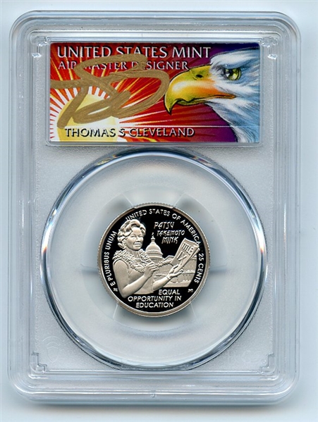 2024 S 25C Clad Patsy Takemoto Mink Quarter PCGS PR70DCAM FDOI Cleveland Eagle