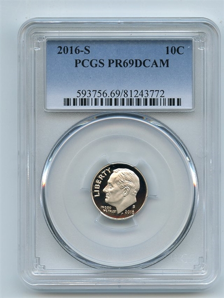 2016 S 10C Clad Roosevelt Dime PCGS PR69DCAM