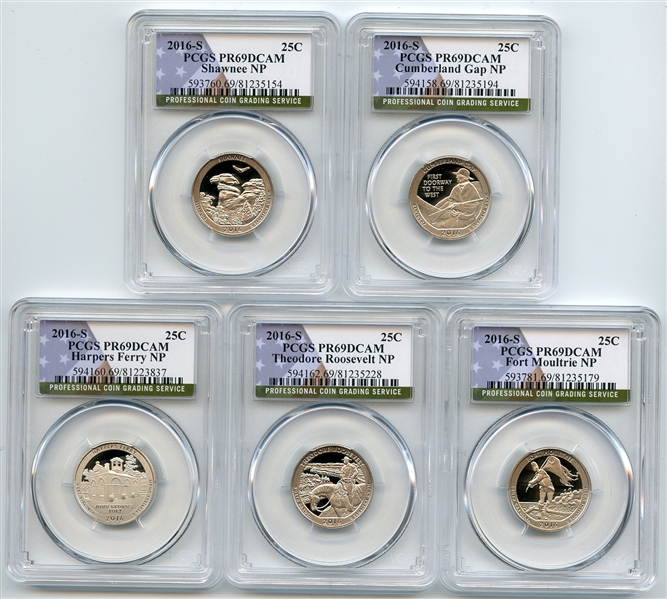 2016 S Clad National Parks Quarter Set PCGS PR69DCAM