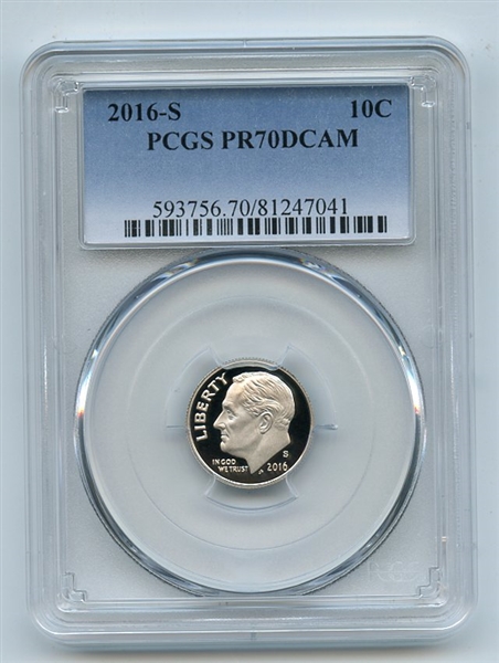 2016 S 10C Clad Roosevelt Dime PCGS PR70DCAM