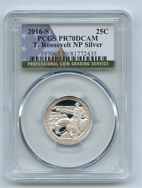 2016 S 25C Silver Theodore Roosevelt Quarter PCGS PR70DCAM