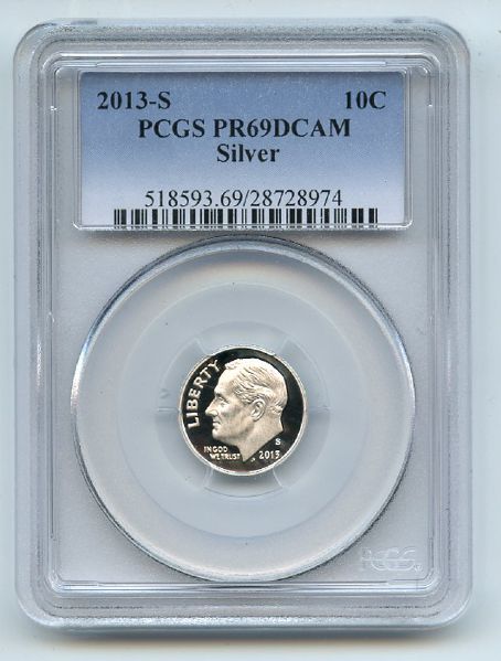 2013 S 10C Silver Roosevelt Dime PCGS PR69DCAM