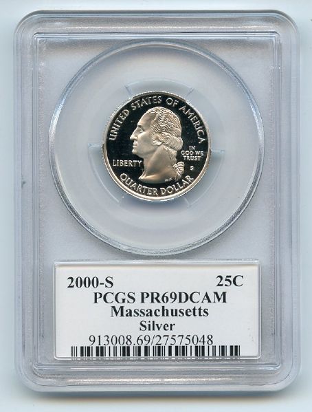 2000 S 25C Silver Massachusetts Quarter PCGS PR69DCAM