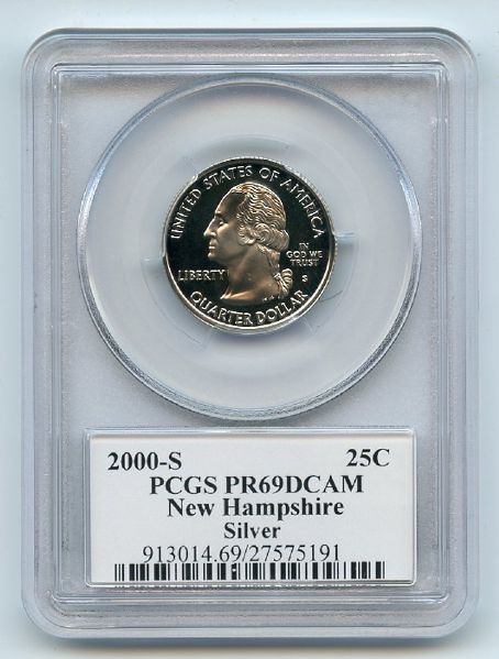 2000 S 25C Silver New Hampshire Quarter PCGS PR69DCAM