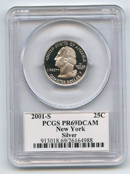 2001 S 25C Silver New York Quarter PCGS PR69DCAM