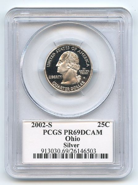 2002 S 25C Silver Ohio Quarter PCGS PR69DCAM