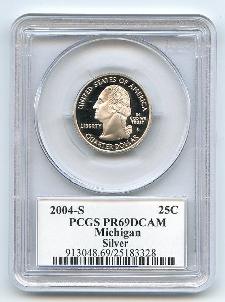 2004 S 25C Silver Michigan Quarter PCGS PR69DCAM